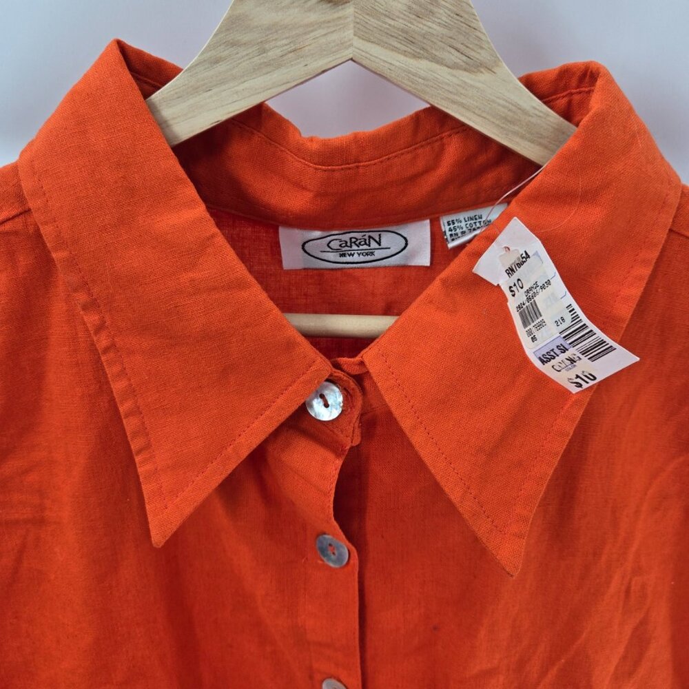 Vintage Caran New York Orange Linen/Cotton Sleeveless Mini Dress Size 3x - Picture 10 of 15